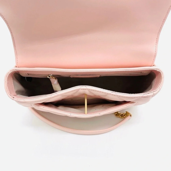 Kate Spade Carey Small Quilted Flap Shoulder Crossbody Bag Light Pink/Gold - Picture 9 of 11